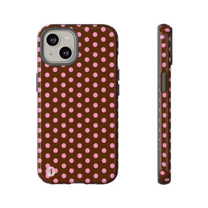 Polka Dot Tough Case — Brown with Pink Dots Phone Case