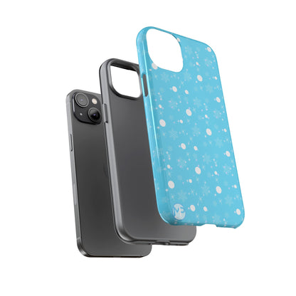 Snowflake Pattern Tough Phone Case — Blue Winter Snow Dots Protective Cover