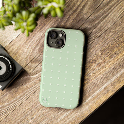 Mint Dot Tough Phone Case — Protective Polka Dot iPhone Cover