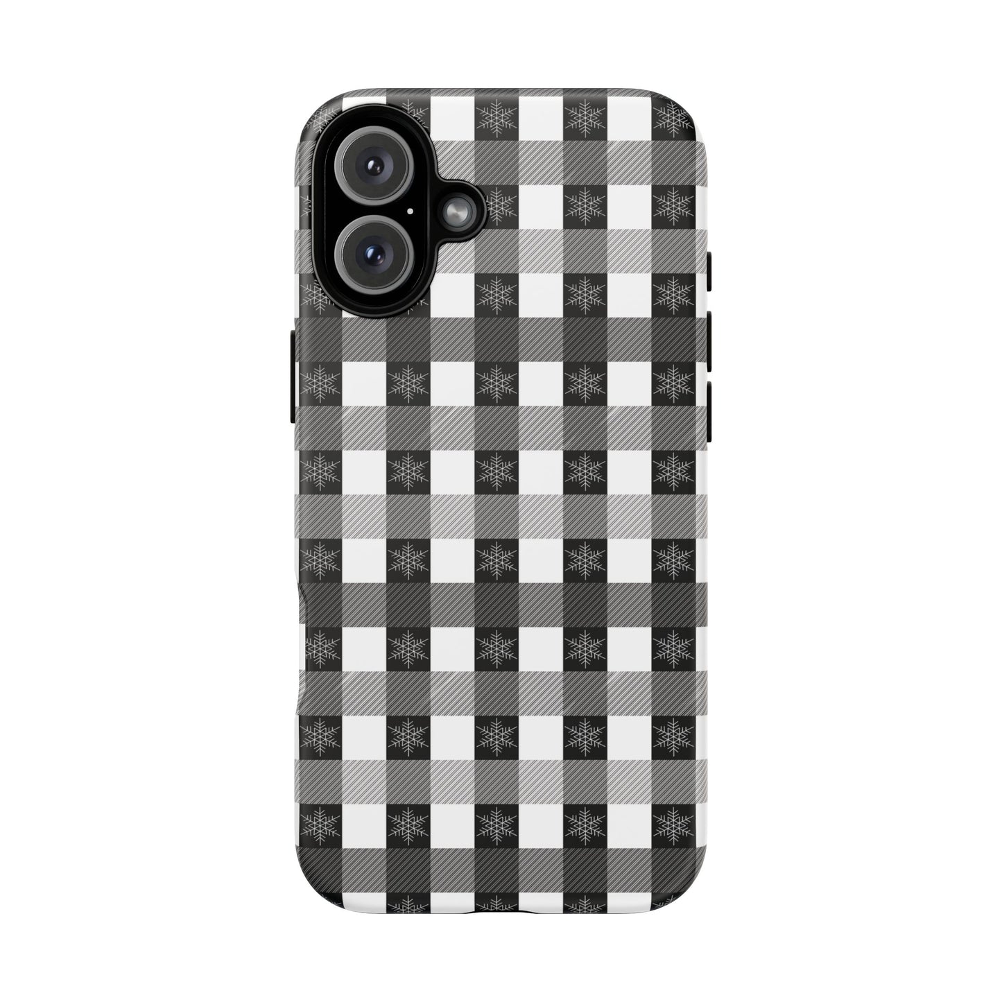 Buffalo Plaid Winter Phone Case — Black & White Checked Tough Case