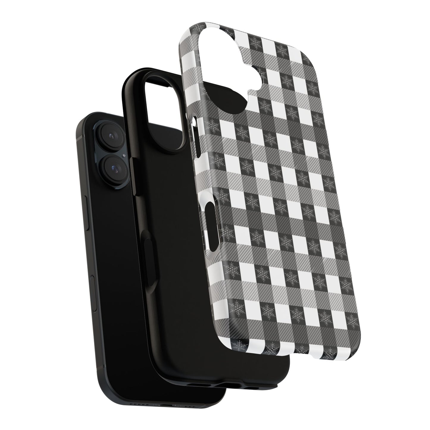 Buffalo Plaid Winter Phone Case — Black & White Checked Tough Case