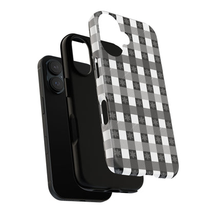 Buffalo Plaid Winter Phone Case — Black & White Checked Tough Case