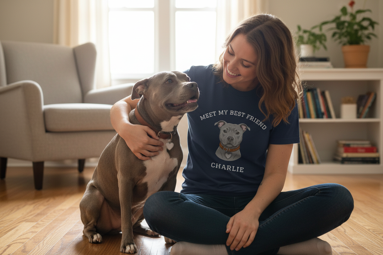 Pitbull- Gray Personalized Dog T-Shirt