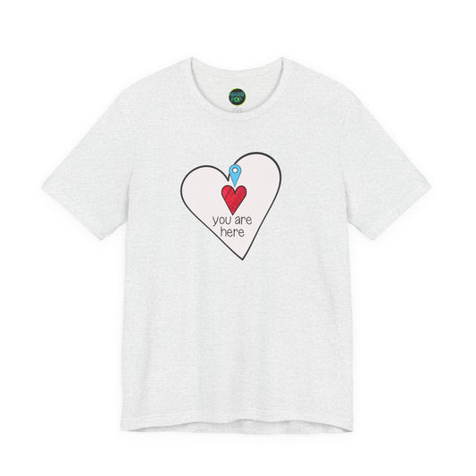 You Are Here Heart Tee — Location Pin Heart T-Shirt