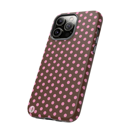 Polka Dot Tough Case — Brown with Pink Dots Phone Case