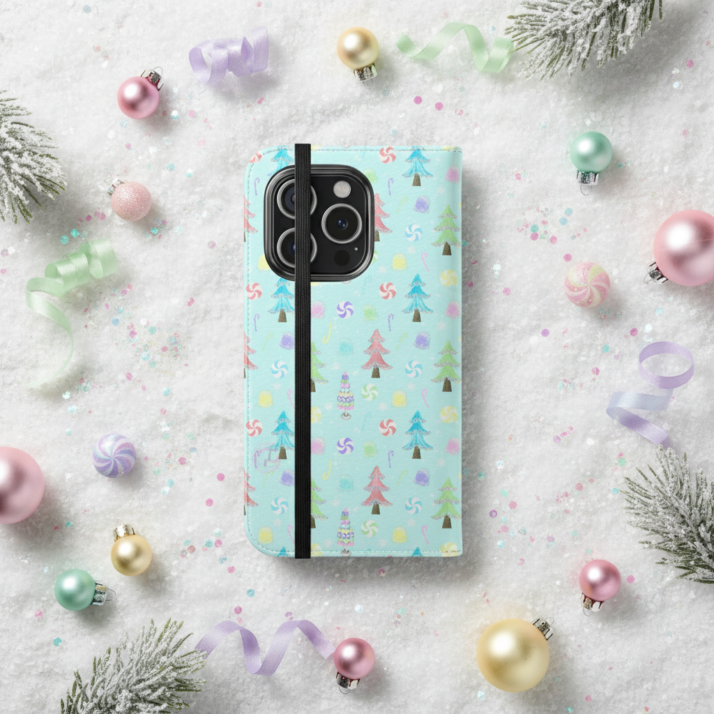 Pastel Christmas Trees Wallet Case