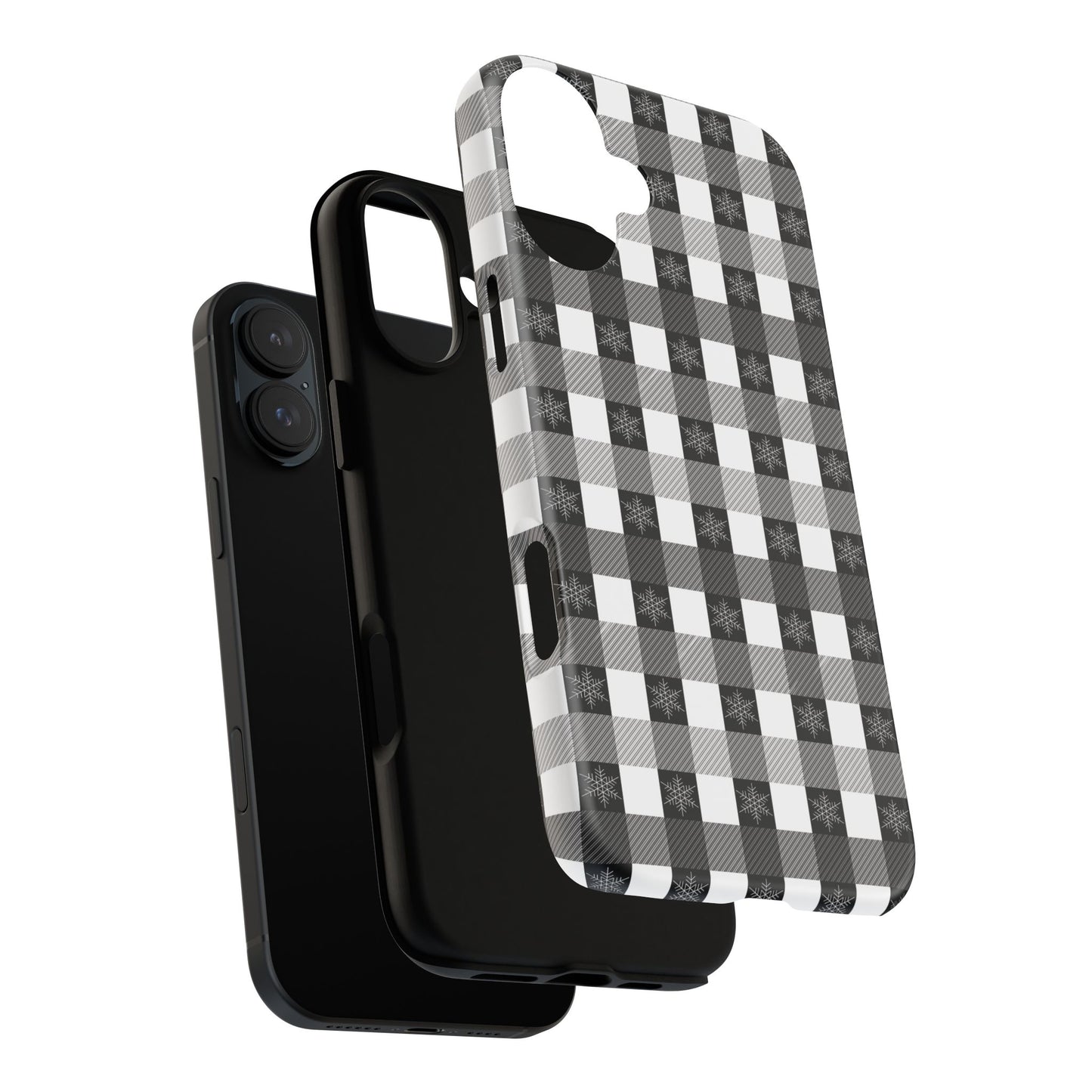 Buffalo Plaid Winter Phone Case — Black & White Checked Tough Case