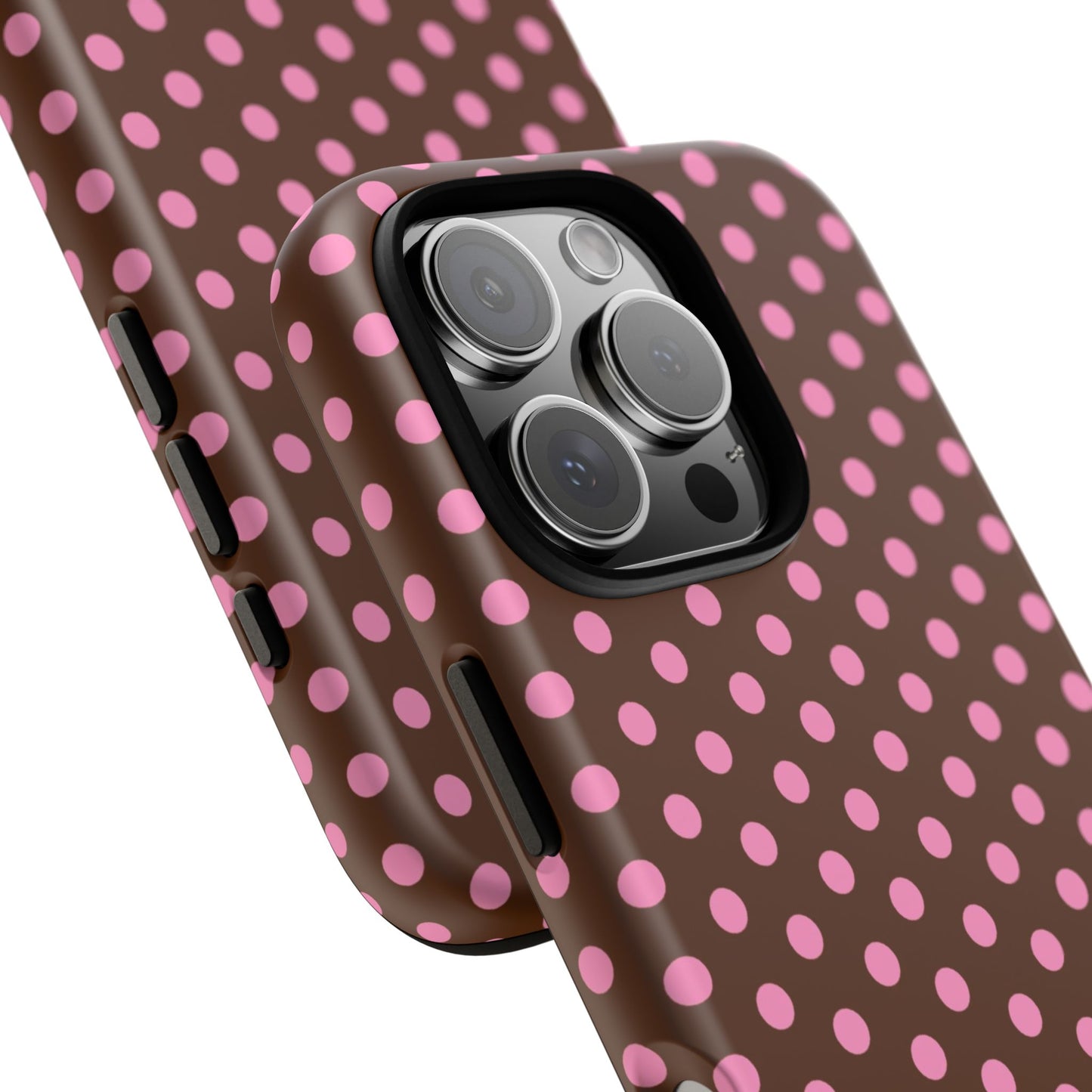 Polka Dot Tough Case — Brown with Pink Dots Phone Case