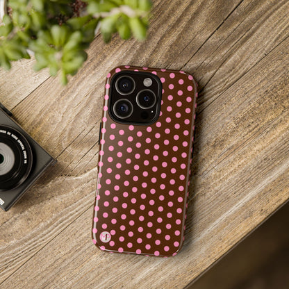 Polka Dot Tough Case — Brown with Pink Dots Phone Case