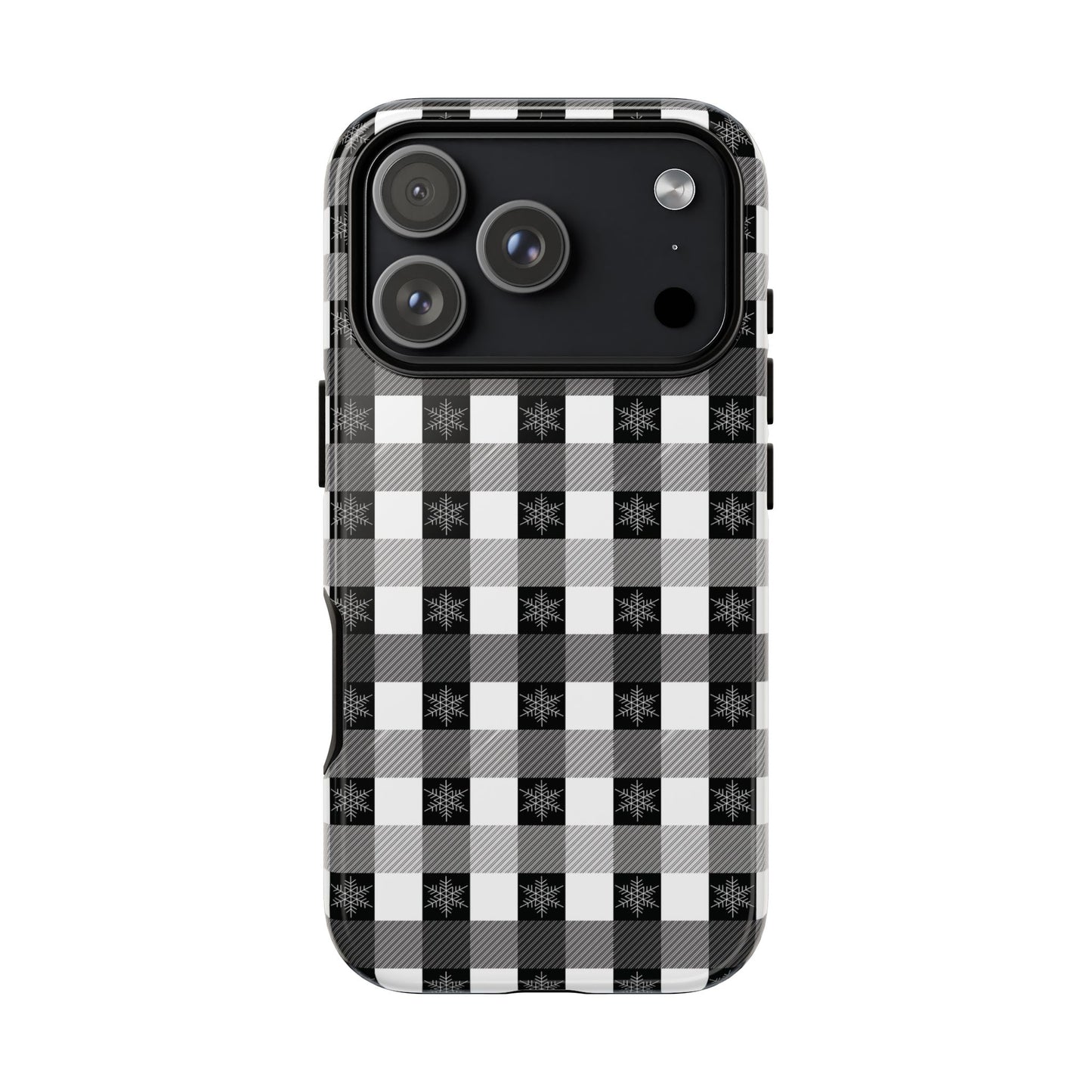Buffalo Plaid Winter Phone Case — Black & White Checked Tough Case