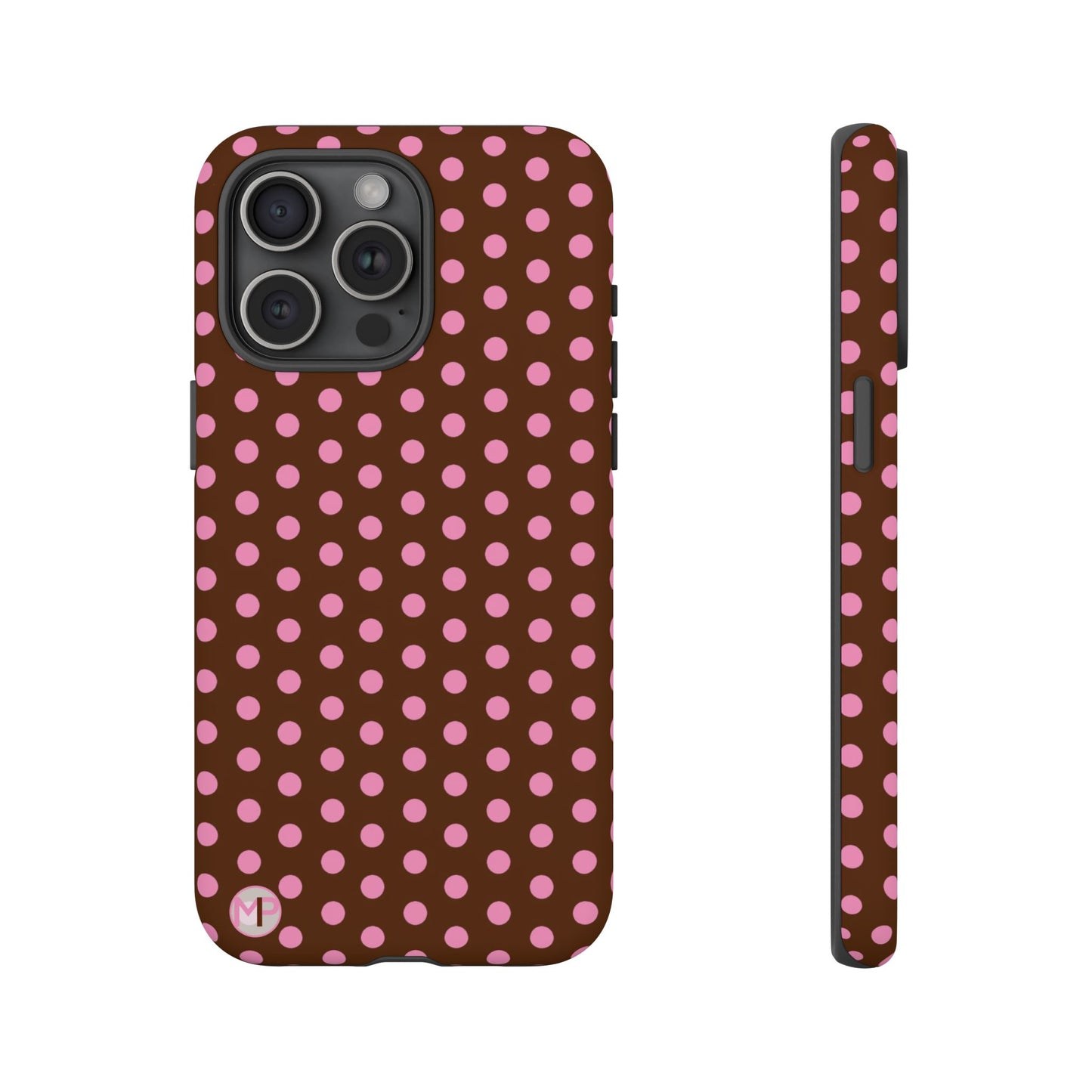 Polka Dot Tough Case — Brown with Pink Dots Phone Case