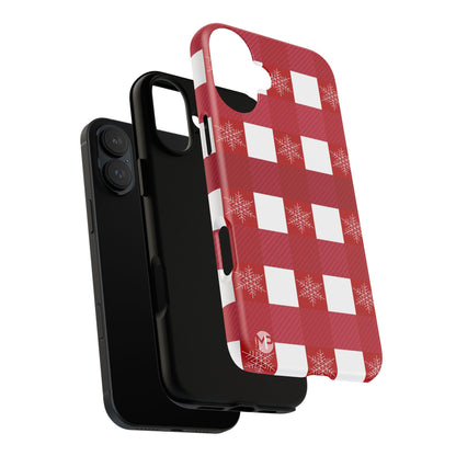 Holiday Red Buffalo Plaid Tough Phone Case — Snowflake Pattern