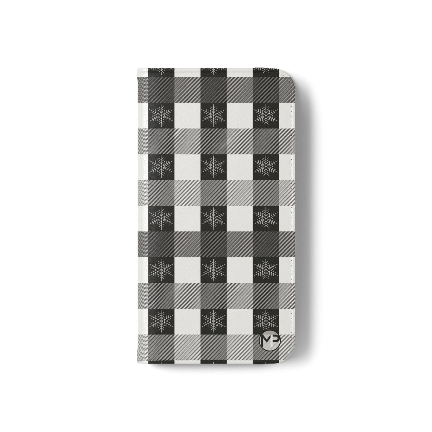 Black Buffalo Check Flip Phone Case — Plaid Wallet Flip Case with Card Slots