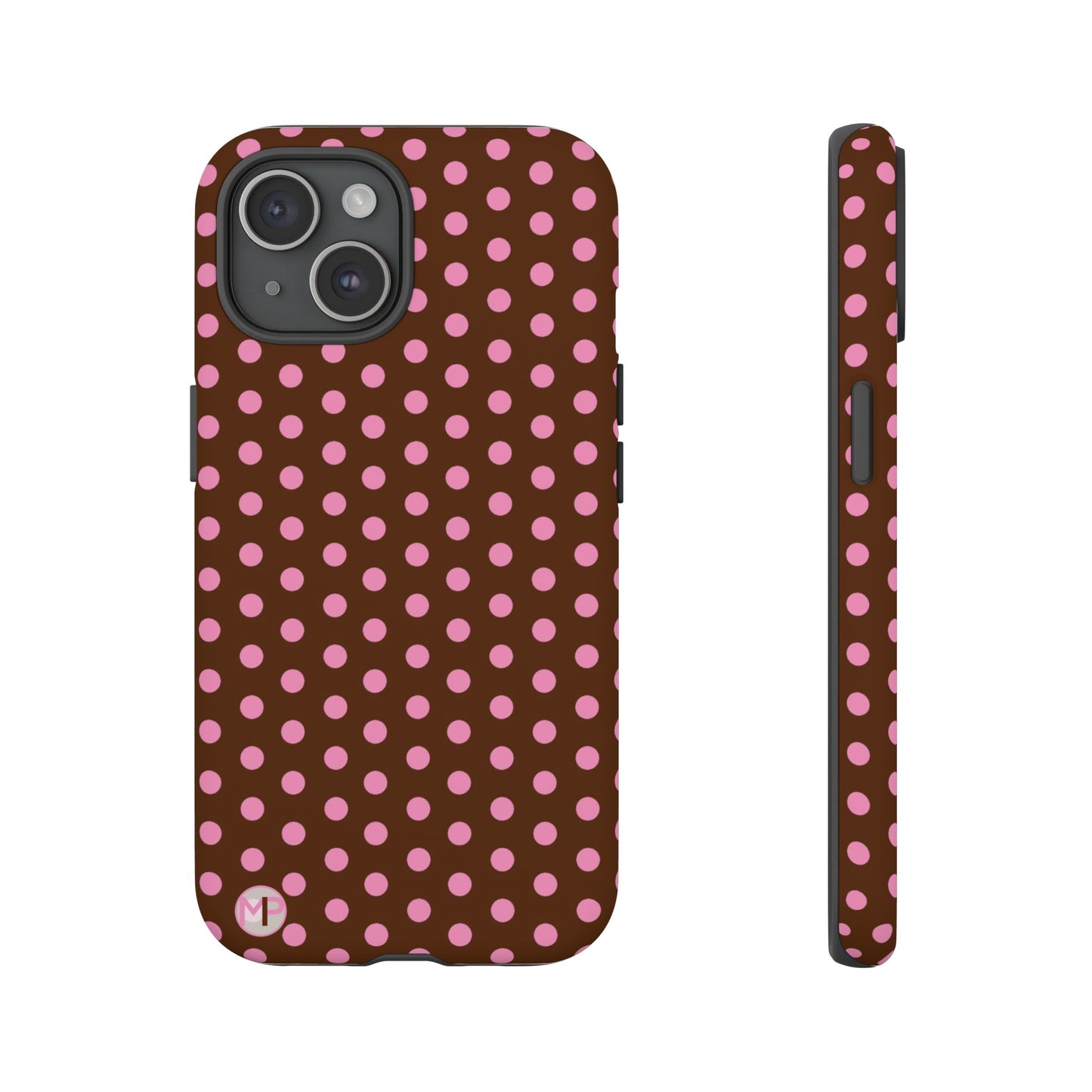 Polka Dot Tough Case — Brown with Pink Dots Phone Case