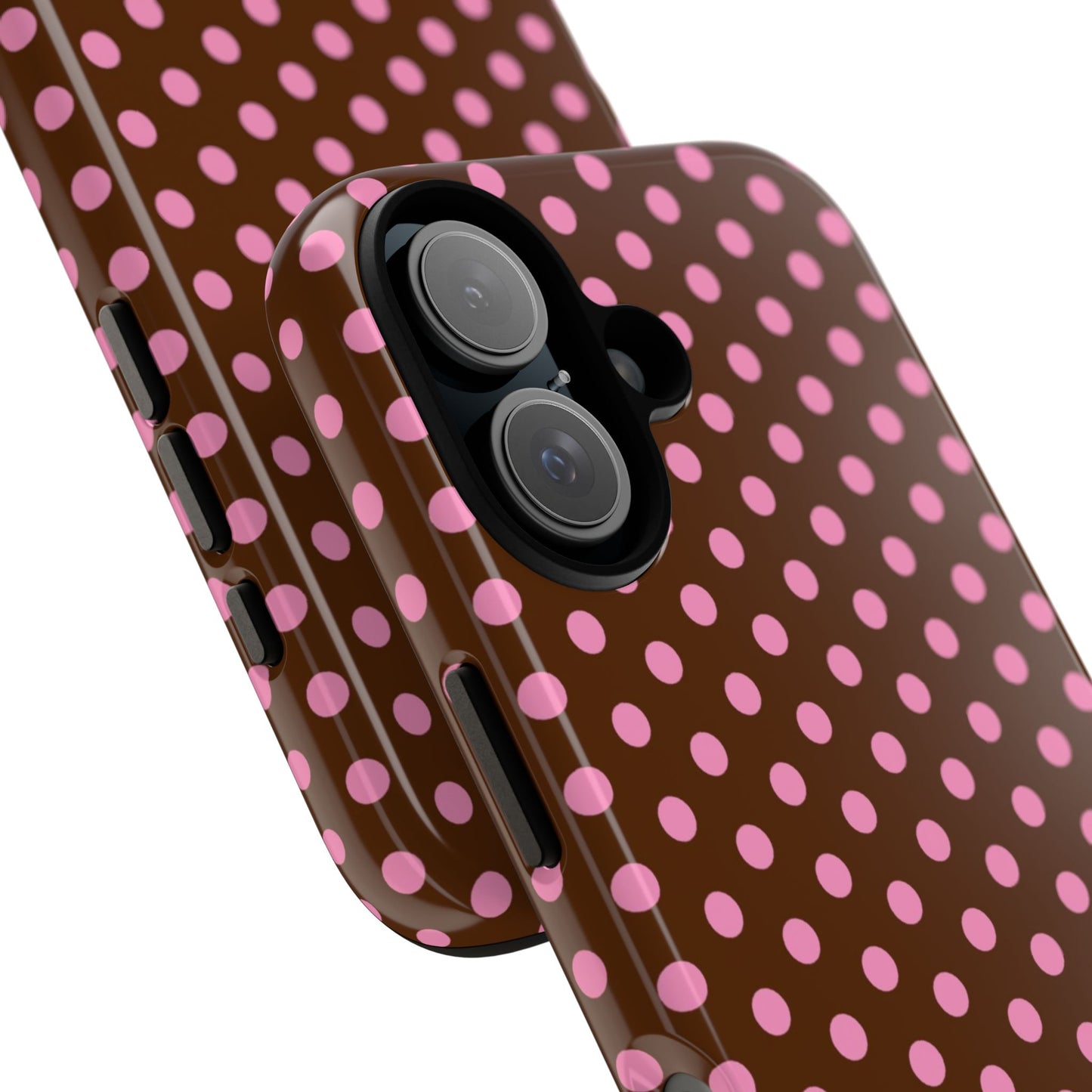 Polka Dot Tough Case — Brown with Pink Dots Phone Case