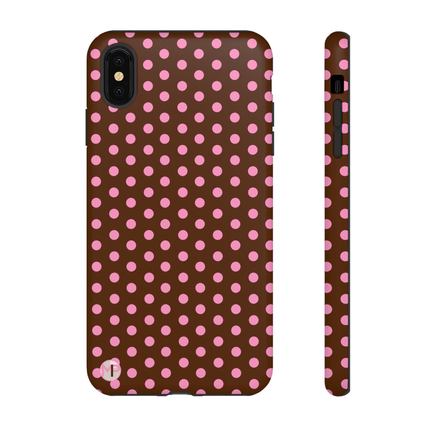 Polka Dot Tough Case — Brown with Pink Dots Phone Case