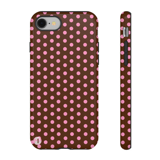 Polka Dot Tough Case — Brown with Pink Dots Phone Case