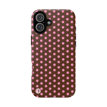 Polka Dot Tough Case — Brown with Pink Dots Phone Case