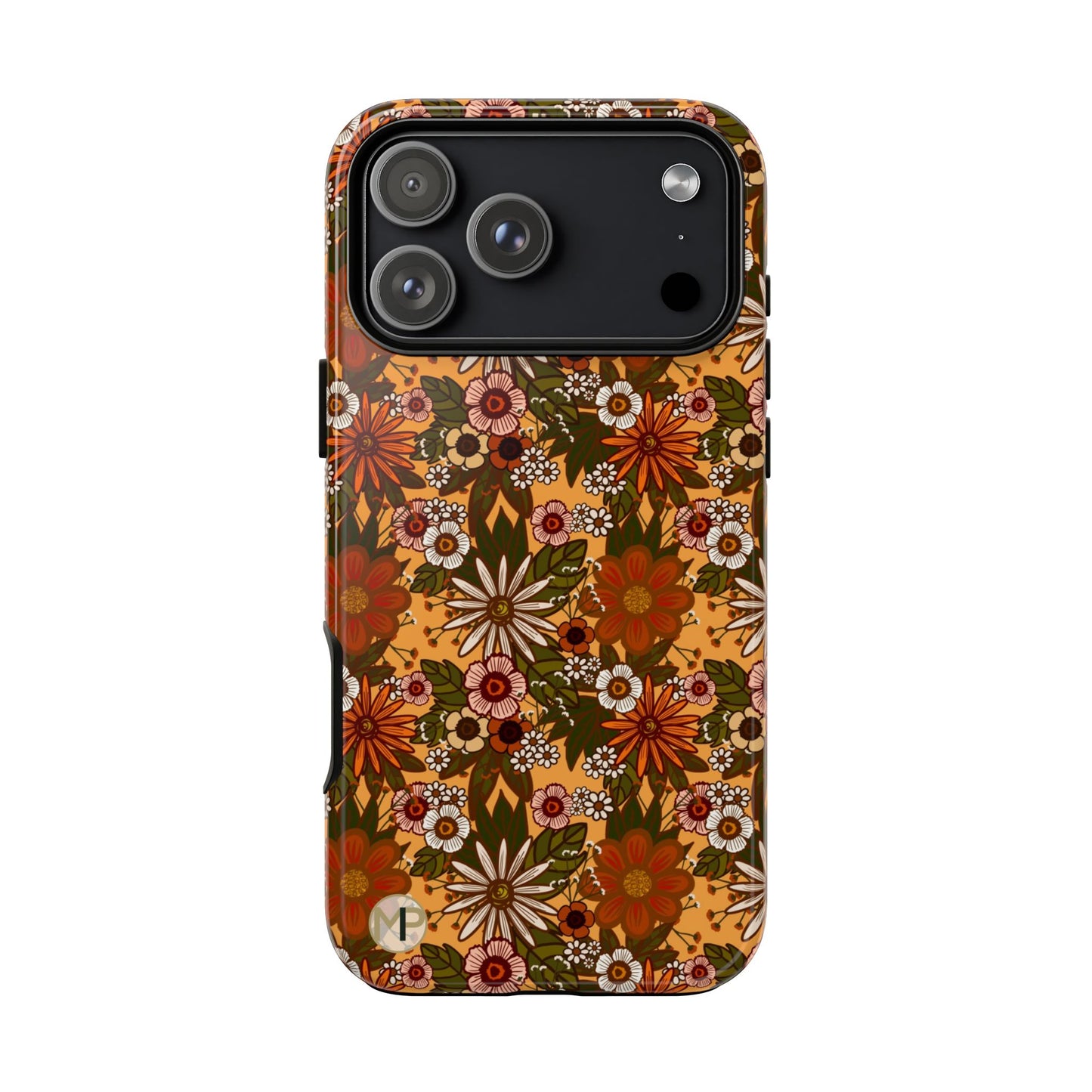 Retro Floral Tough Phone Case — 70s Boho Pattern, Protective iPhone Cover