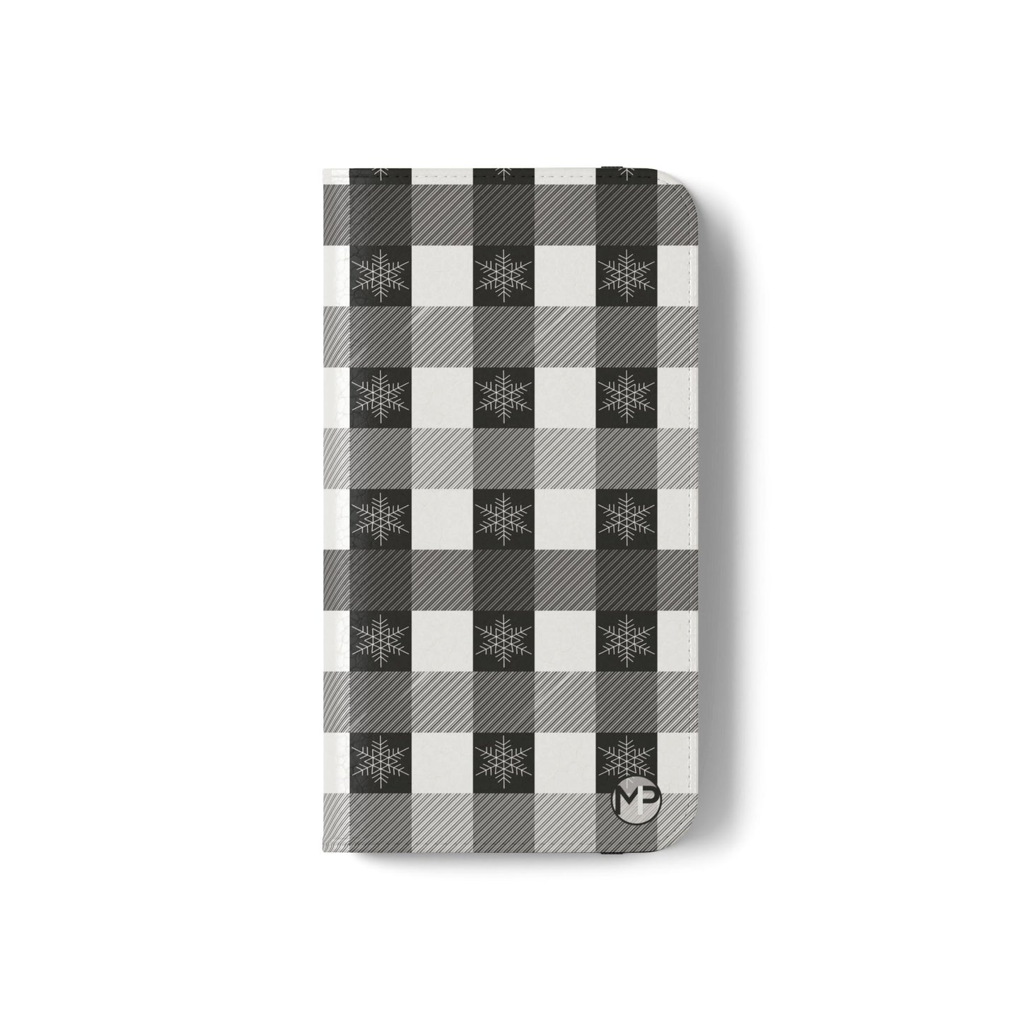 Black Buffalo Check Flip Phone Case — Plaid Wallet Flip Case with Card Slots