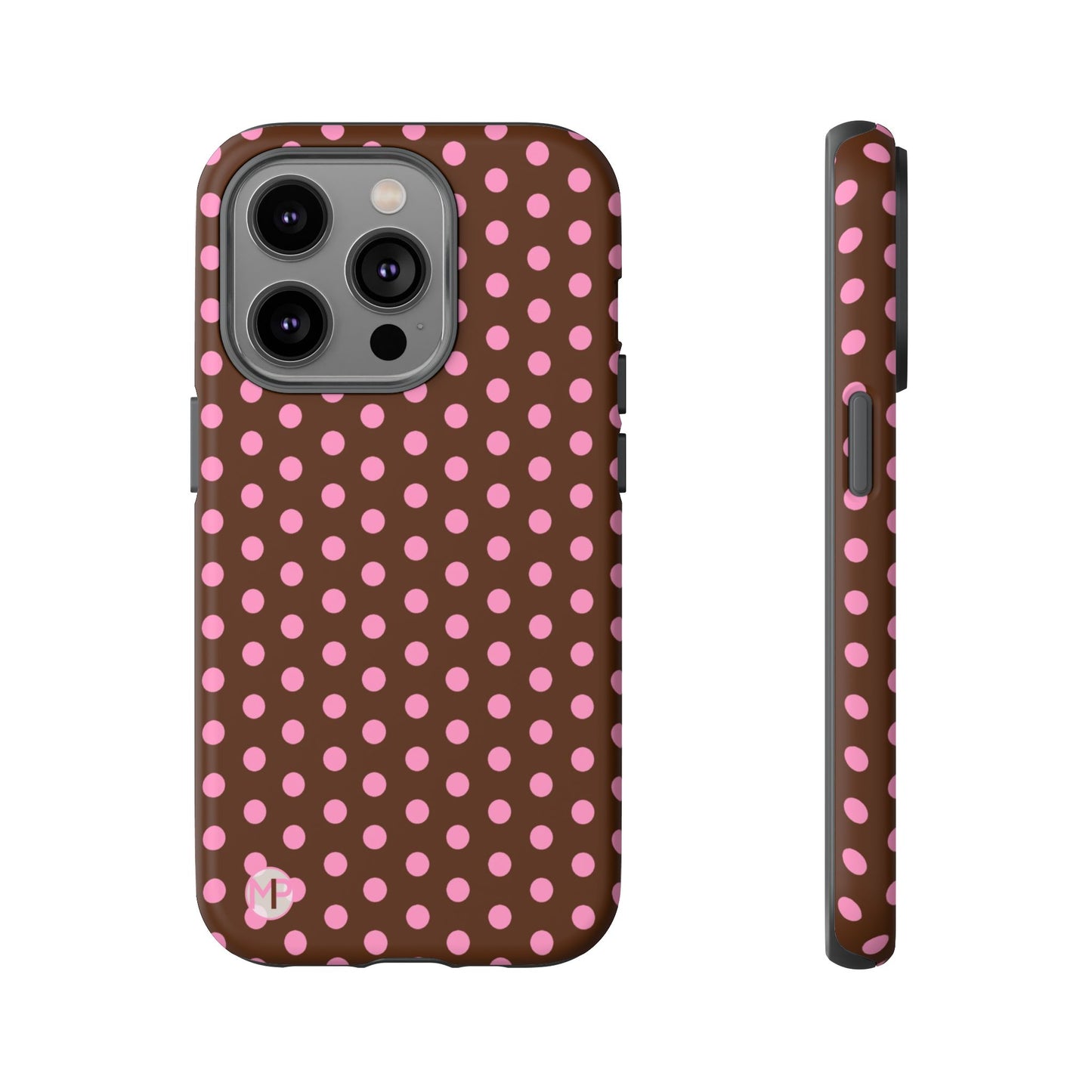 Polka Dot Tough Case — Brown with Pink Dots Phone Case