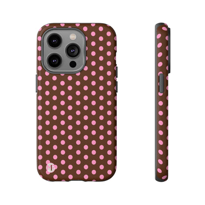 Polka Dot Tough Case — Brown with Pink Dots Phone Case