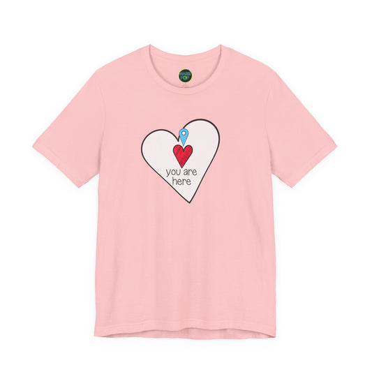 You Are Here Heart Tee — Location Pin Heart T-Shirt