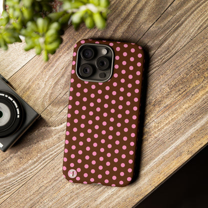 Polka Dot Tough Case — Brown with Pink Dots Phone Case