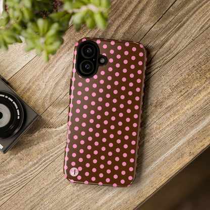 Polka Dot Tough Case — Brown with Pink Dots Phone Case