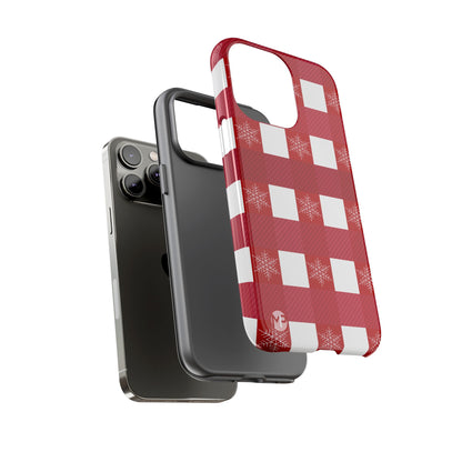 Holiday Red Buffalo Plaid Tough Phone Case — Snowflake Pattern