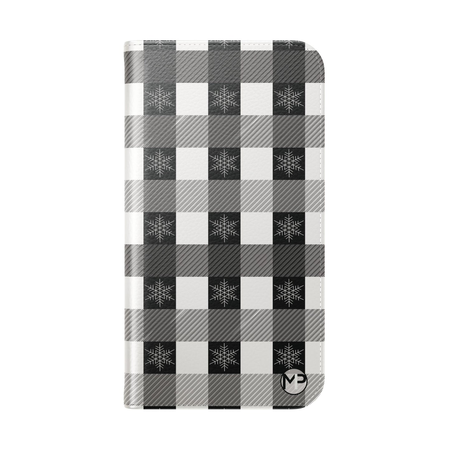 Black Buffalo Check Flip Phone Case — Plaid Wallet Flip Case with Card Slots