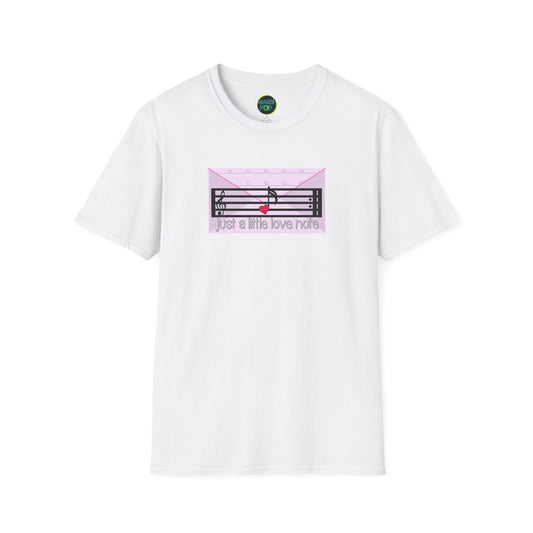 Music Note Love T-Shirt — "Just a Little Love Note" Heart Treble Clef Tee