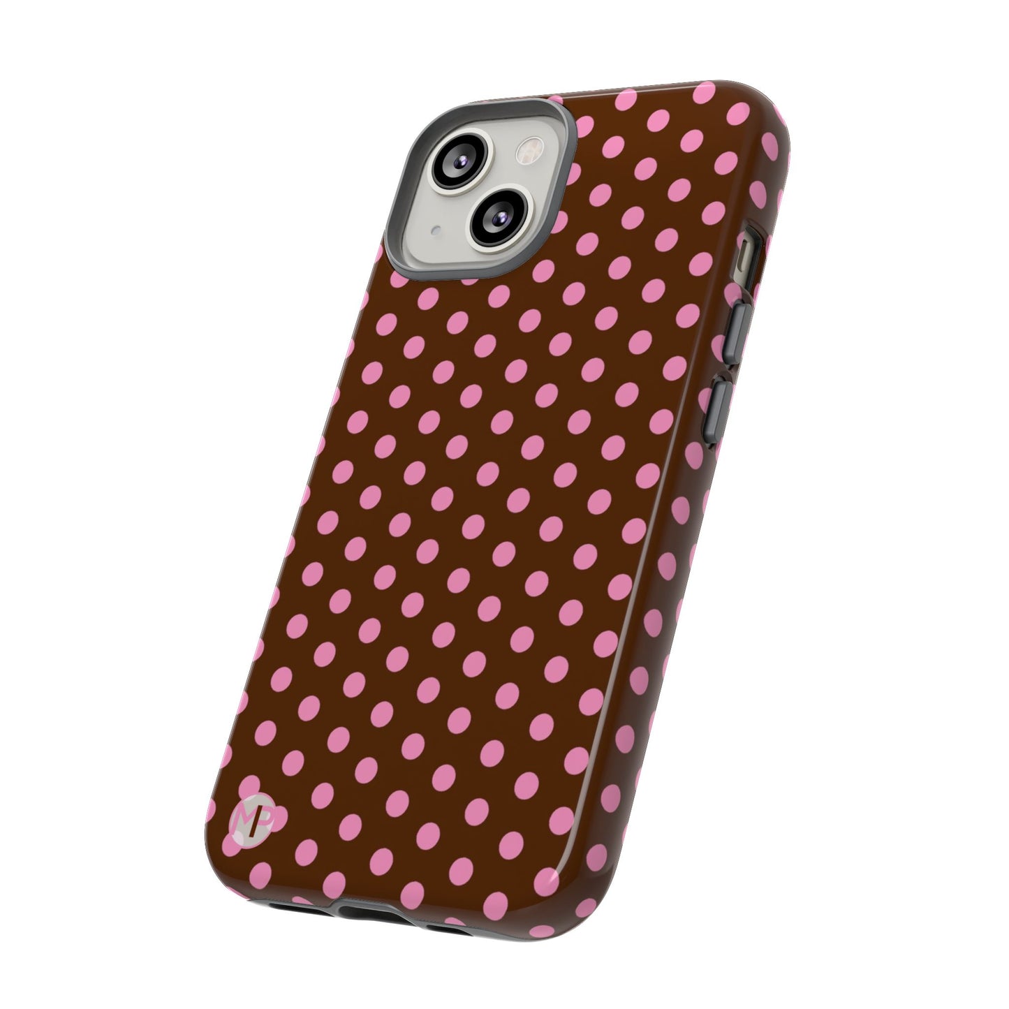 Polka Dot Tough Case — Brown with Pink Dots Phone Case