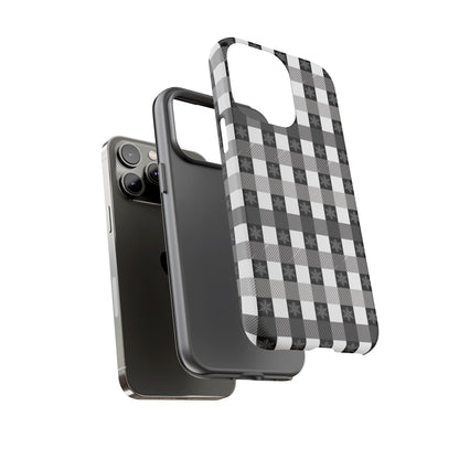 Buffalo Plaid Winter Phone Case — Black & White Checked Tough Case