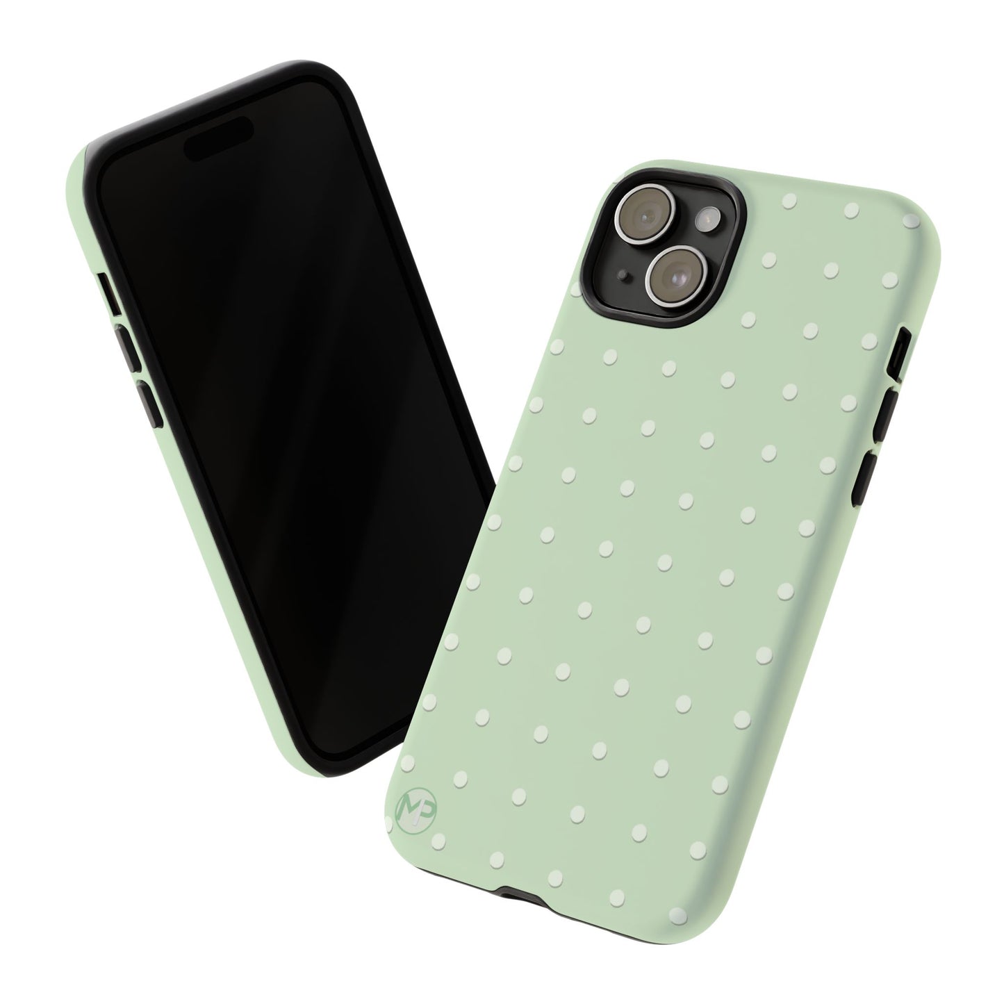 Mint Dot Tough Phone Case — Protective Polka Dot iPhone Cover