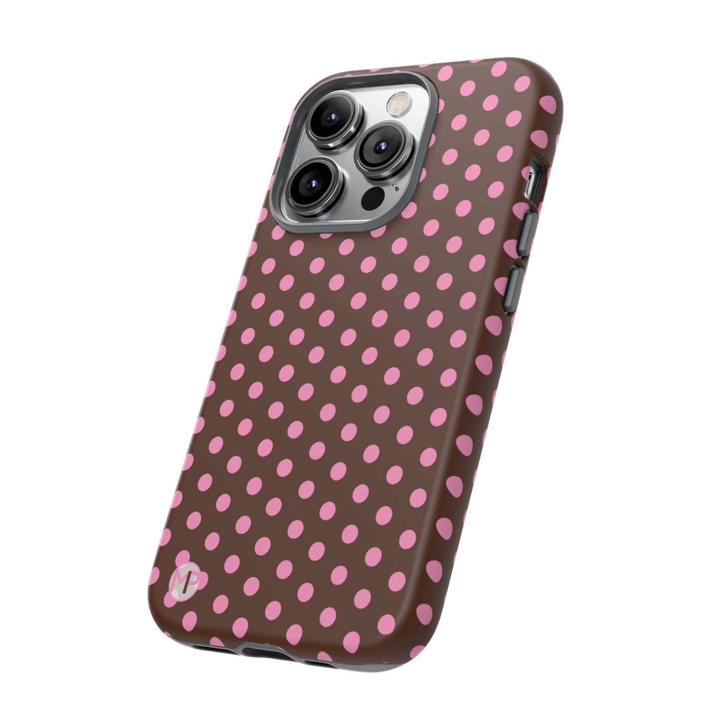 Polka Dot Tough Case — Brown with Pink Dots Phone Case