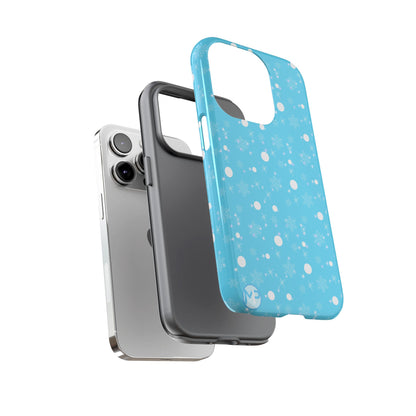Snowflake Pattern Tough Phone Case — Blue Winter Snow Dots Protective Cover