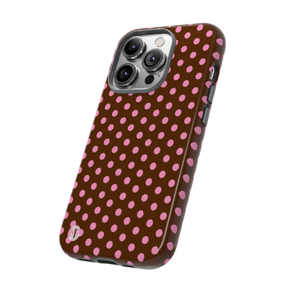 Polka Dot Tough Case — Brown with Pink Dots Phone Case