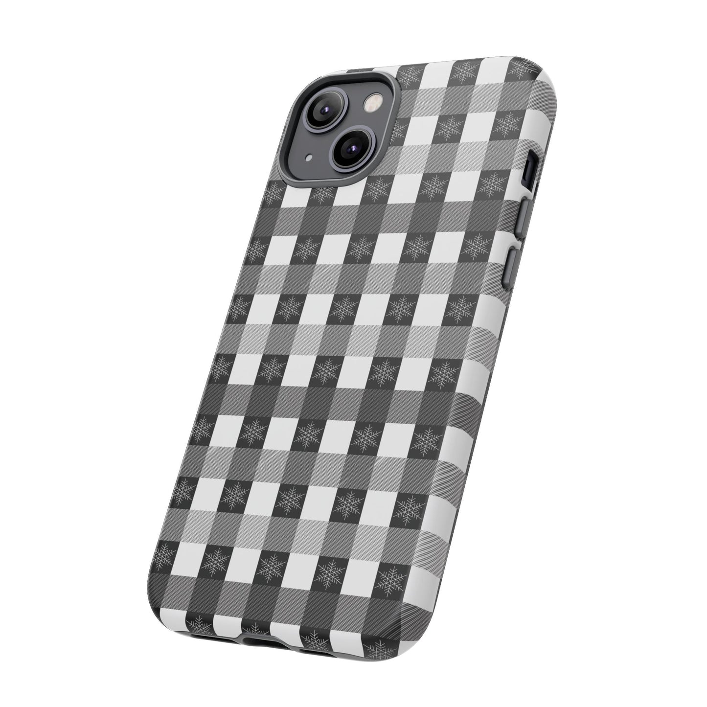 Buffalo Plaid Winter Phone Case — Black & White Checked Tough Case