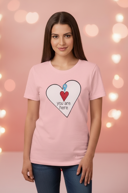 You Are Here Heart Tee — Location Pin Heart T-Shirt