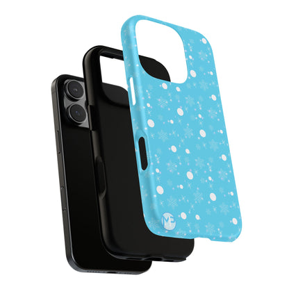 Snowflake Pattern Tough Phone Case — Blue Winter Snow Dots Protective Cover