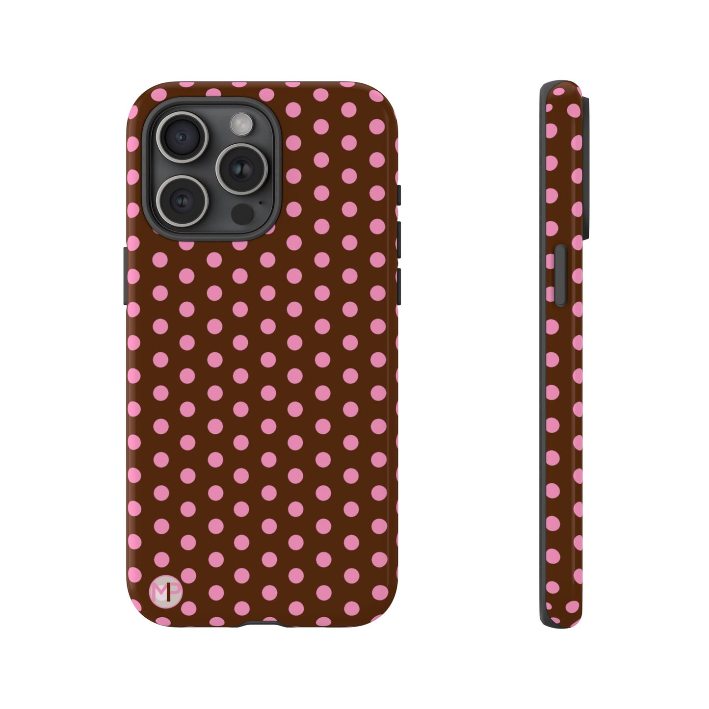 Polka Dot Tough Case — Brown with Pink Dots Phone Case