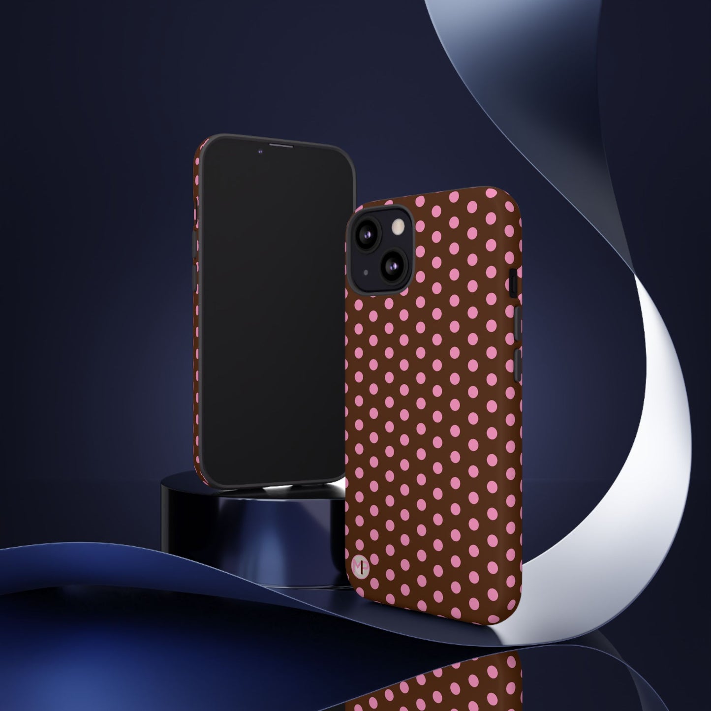 Polka Dot Tough Case — Brown with Pink Dots Phone Case