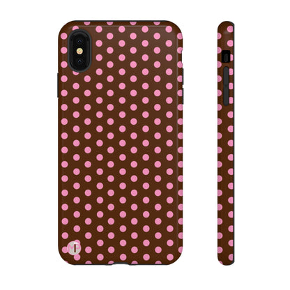 Polka Dot Tough Case — Brown with Pink Dots Phone Case