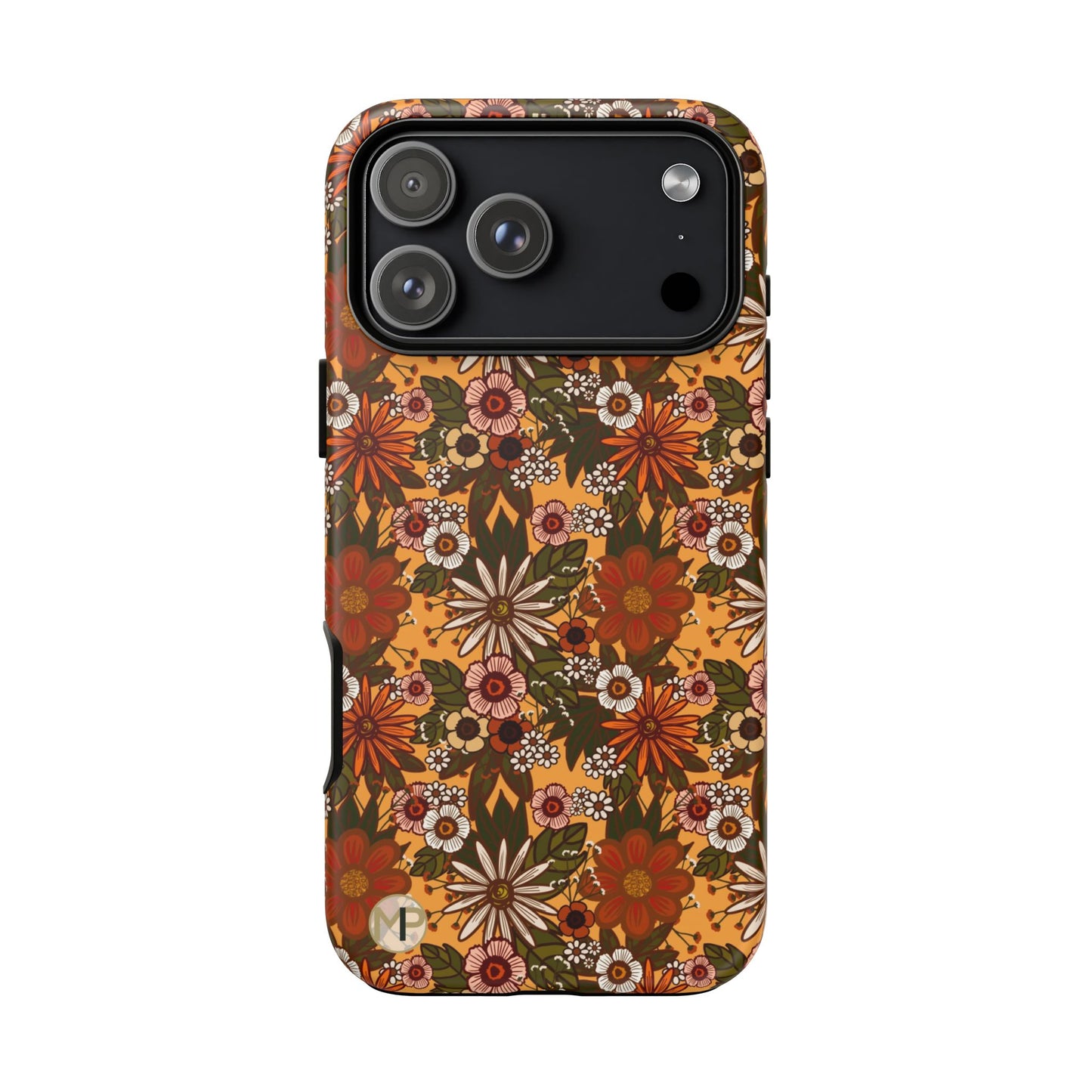 Retro Floral Tough Phone Case — 70s Boho Pattern, Protective iPhone Cover