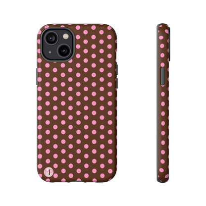 Polka Dot Tough Case — Brown with Pink Dots Phone Case