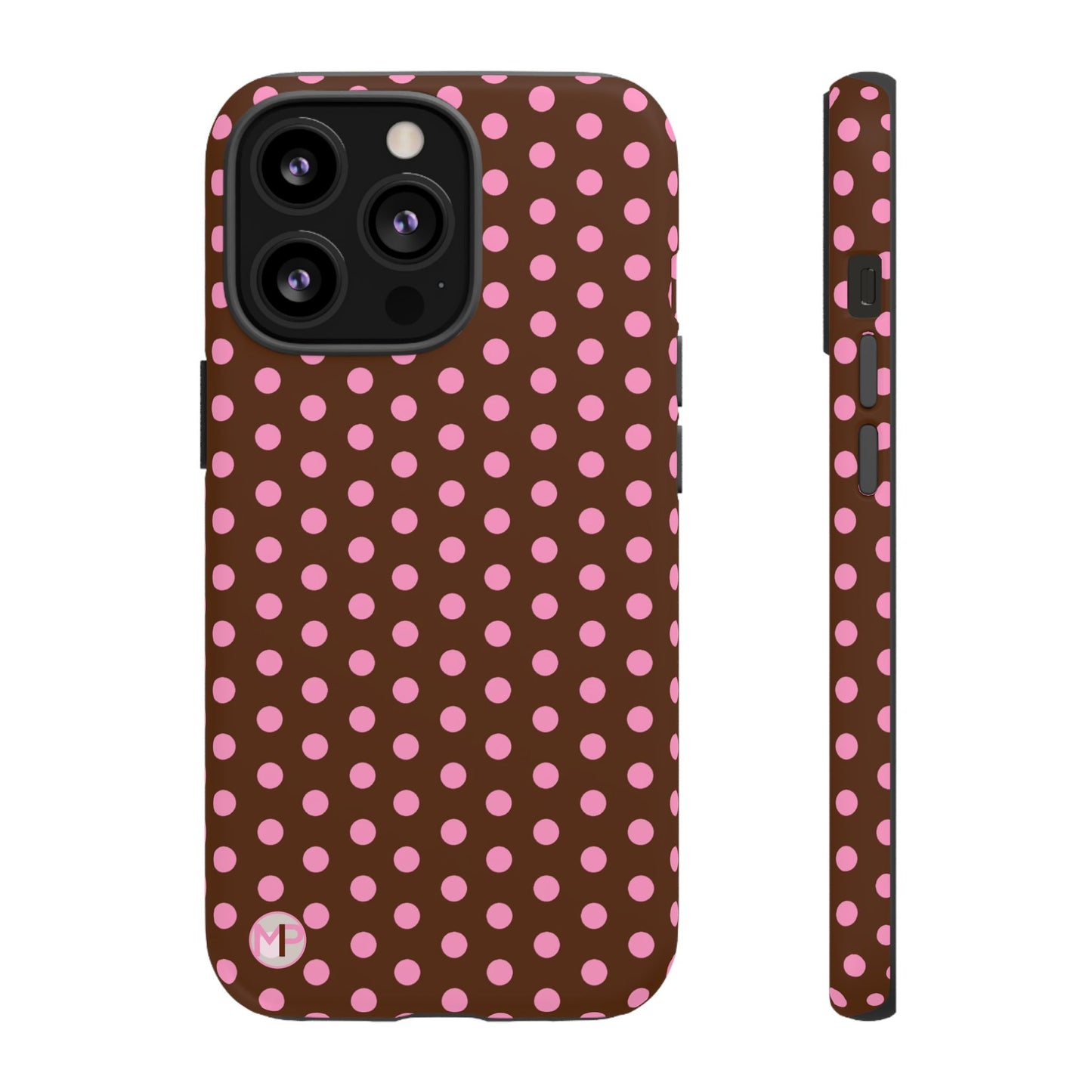 Polka Dot Tough Case — Brown with Pink Dots Phone Case