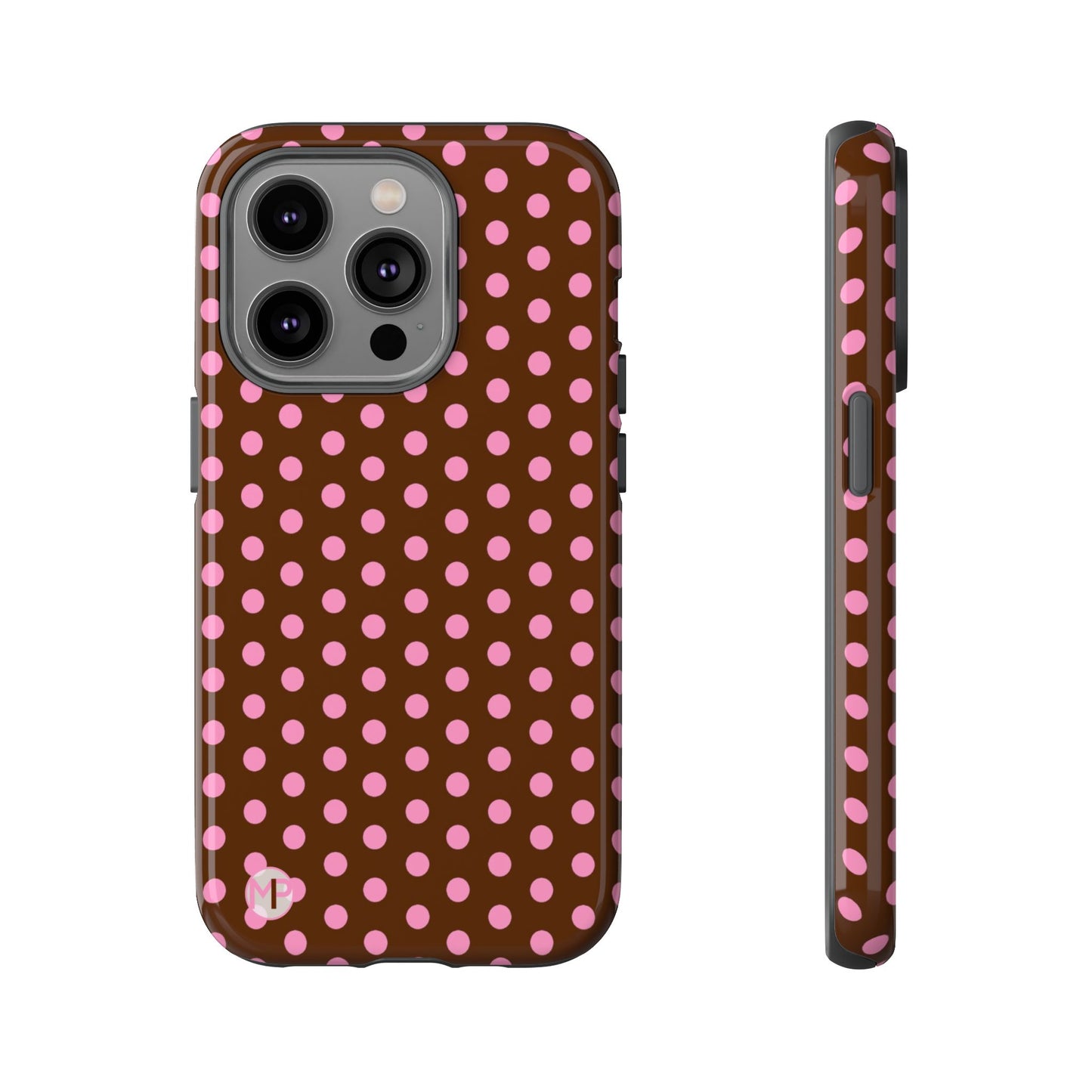 Polka Dot Tough Case — Brown with Pink Dots Phone Case