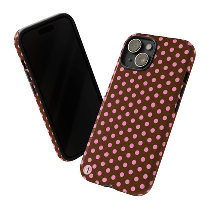 Polka Dot Tough Case — Brown with Pink Dots Phone Case