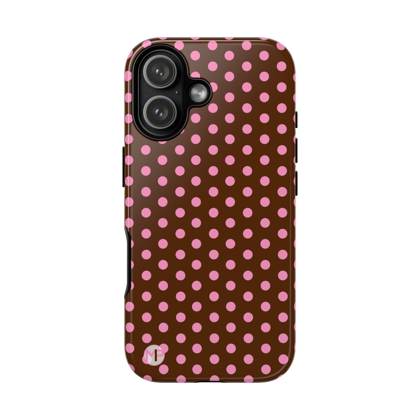 Polka Dot Tough Case — Brown with Pink Dots Phone Case